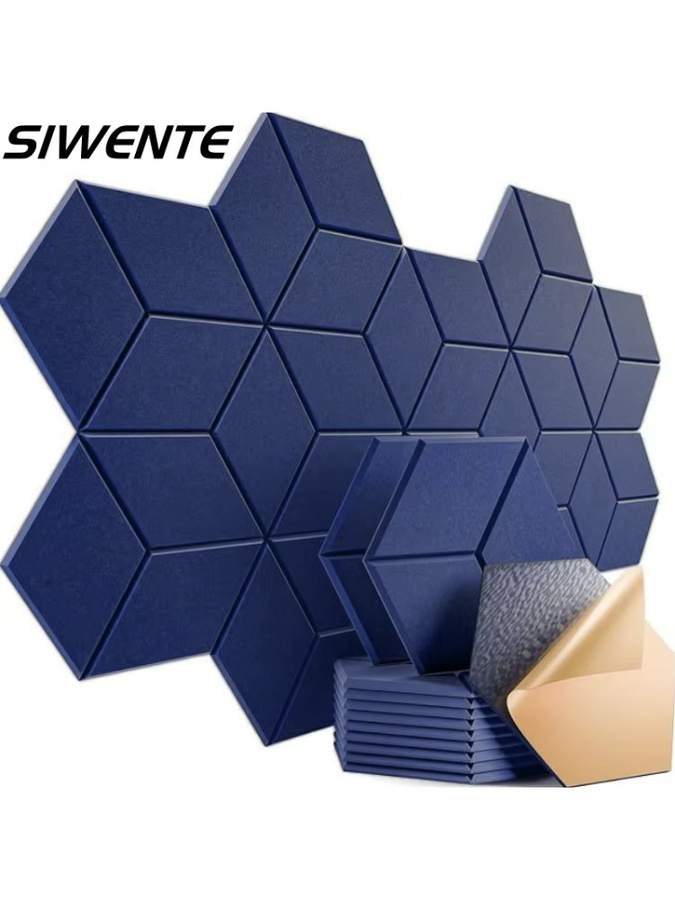 Selbstklebende Akustikplatten aus Filz in Sechseck-Design zur Geräuschabsorption und Echo-Eliminierung von Siwente Store, Schwarz - Bild 1