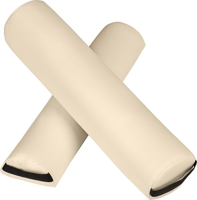 tectake Lagerungsrollen-Set mit Kunstlederbezug in Beige, B/H/T: 64 x 14 x 8 cm - Bild 1