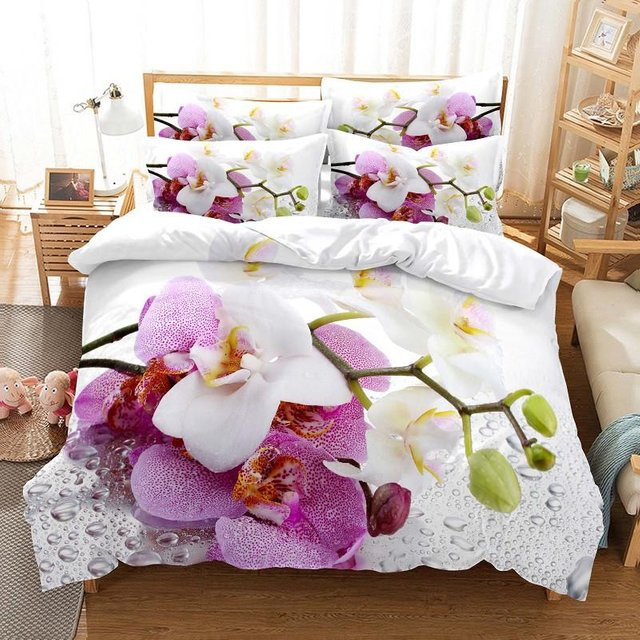 Blumen Bettwäsche Set mit 3D Digitaldruck aus Mikrofaser, Mehrfarbig, B/H: 140 x 210 cm - Bild 1