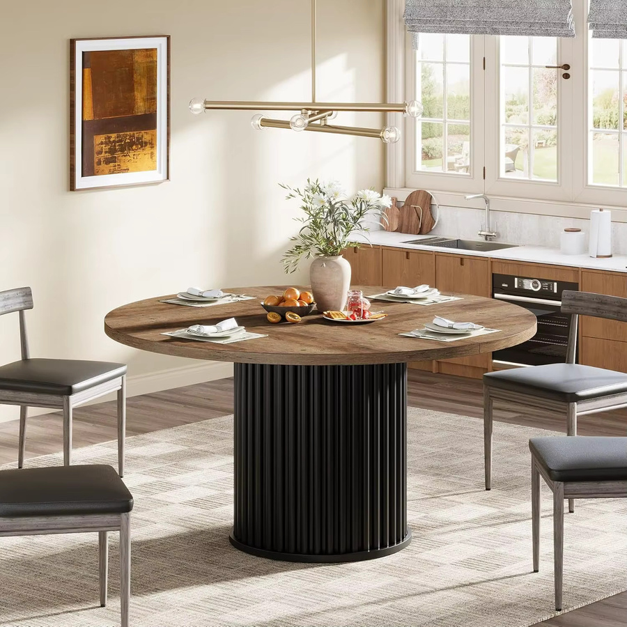 LITTLE TREE Runder Esstisch aus Holz in Braun für 4-6 Personen, Moderner Küchentisch im Landhausstil - Bild 4