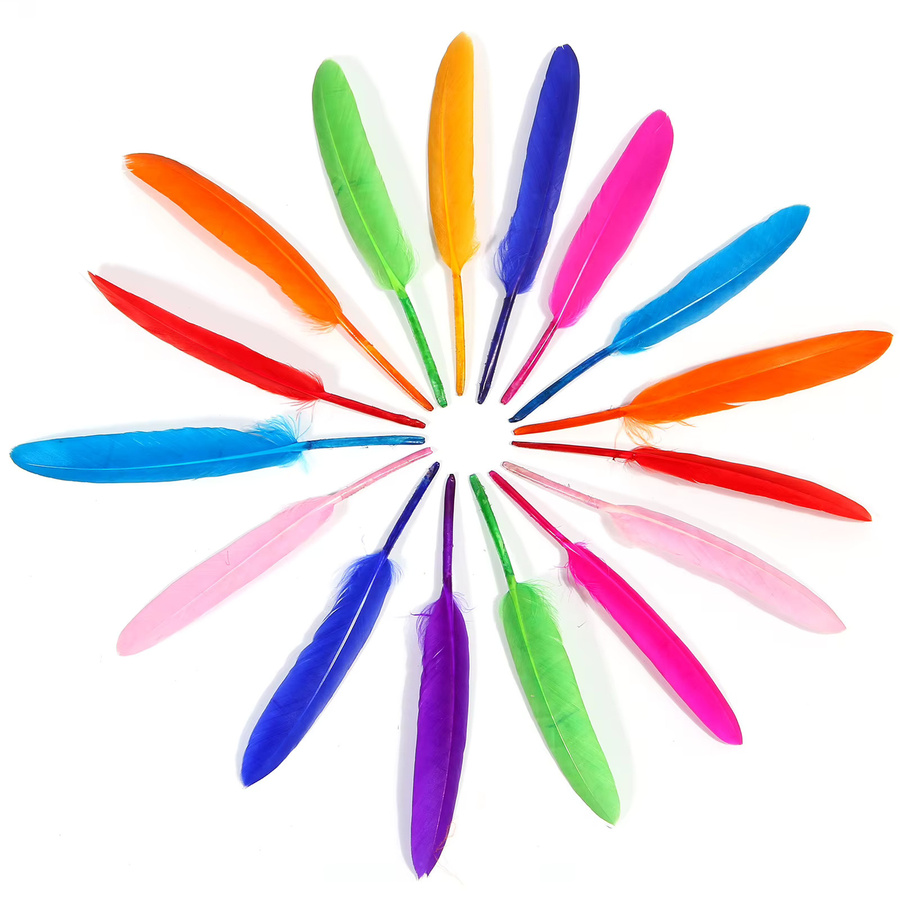 50 Stück Natürliche Flauschige Federn in Weiß, Gelb und Multicolour für Hochzeit, Weihnachten und Dekoration, Länge: 10-15 cm - Bild 1