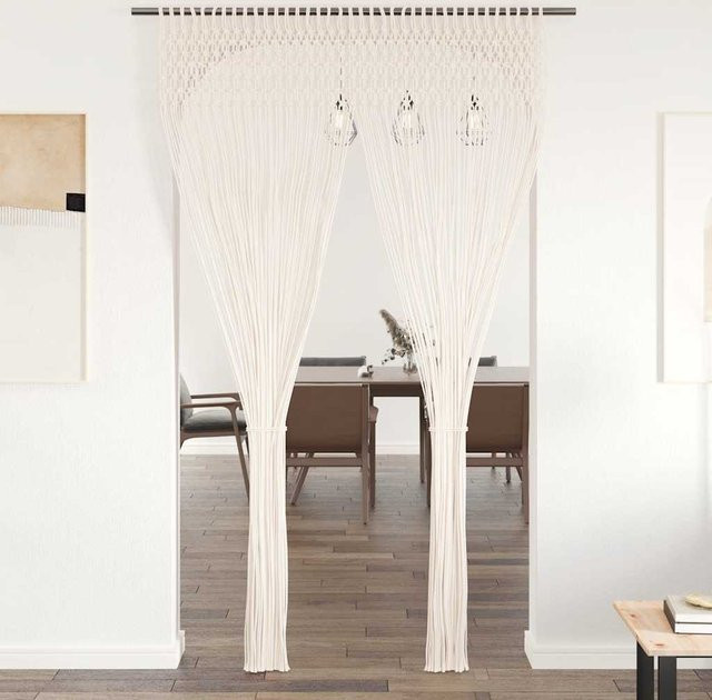 vidaXL Makramee Vorhang aus Baumwolle in Beige/Weiß, B: 140 cm, H: 240 cm - Bild 1
