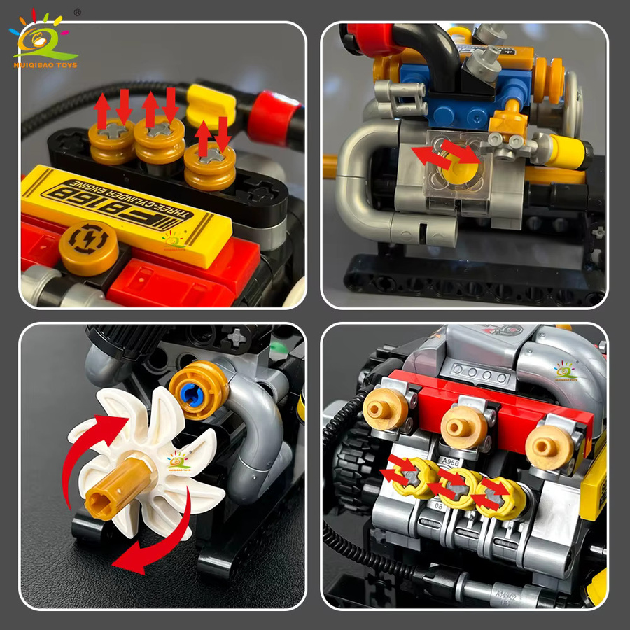 HUIQIBAO Simulations-Zylinder-Turbomotor-Bausteine-Set, Fahrzeuge - Bild 4