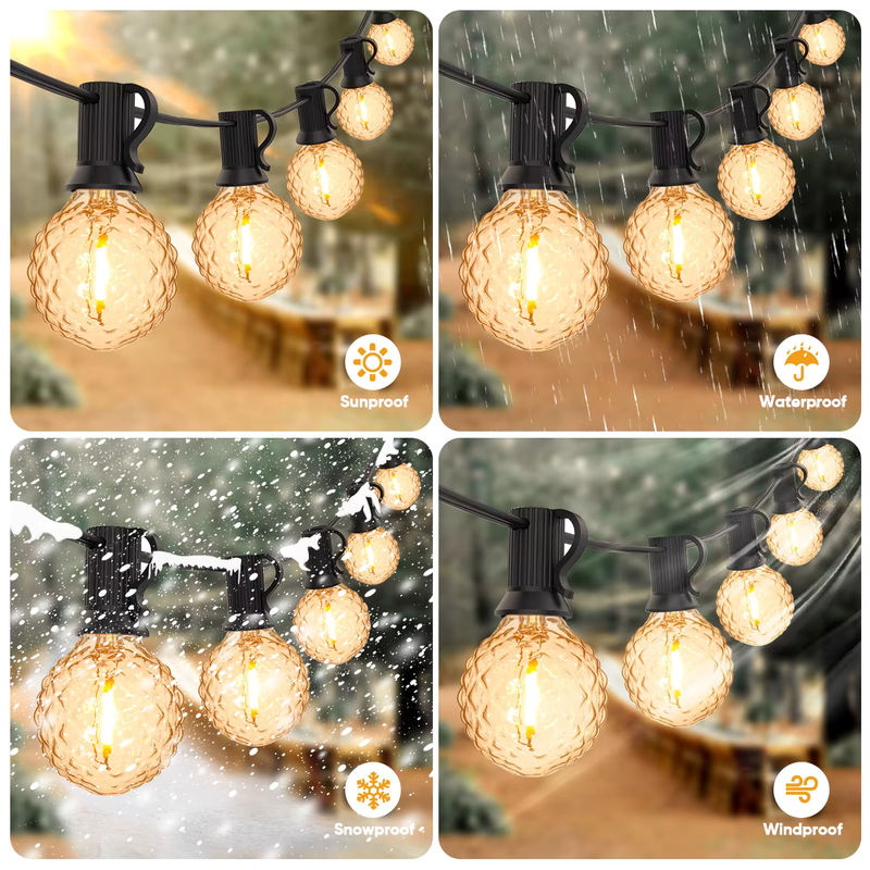 Grensk LED Vintage Lichterkette mit Bernstein G40 Glühbirnen, E12, Warmweiß, Wasserdicht - Bild 5