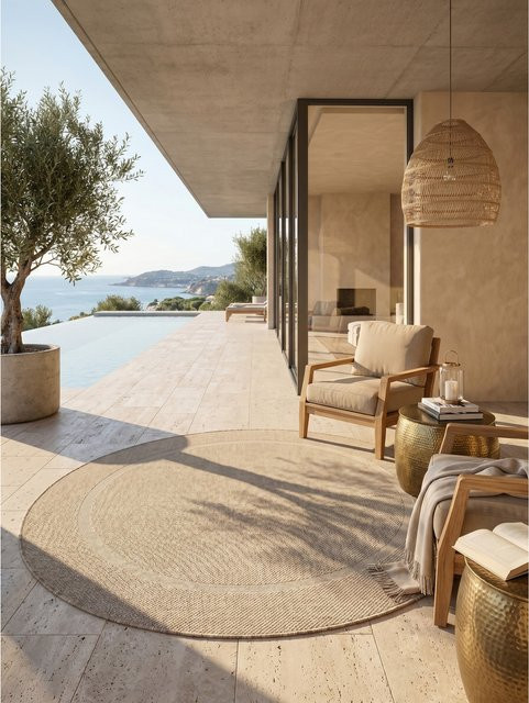Outdoor Teppich ALSTER von Kadima Design in Beige, rund, Ø 160 cm, UV-beständig - Bild 1