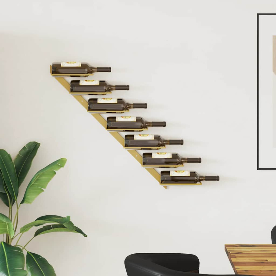 vidaXL Wand-Weinregal aus Metall in Gold für 7 Flaschen mit modernem Design - Bild 2