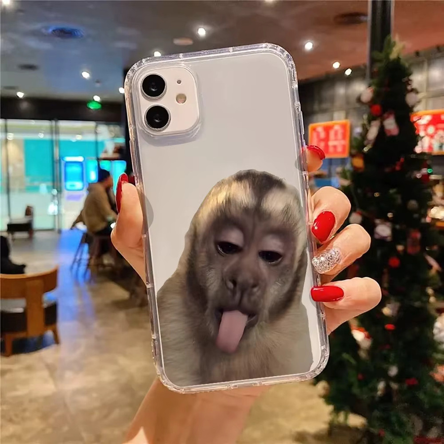 Transparente Silikonhülle mit lustigem Affenmuster für iPhone 11 bis iPhone 17 Pro Max - Bild 2
