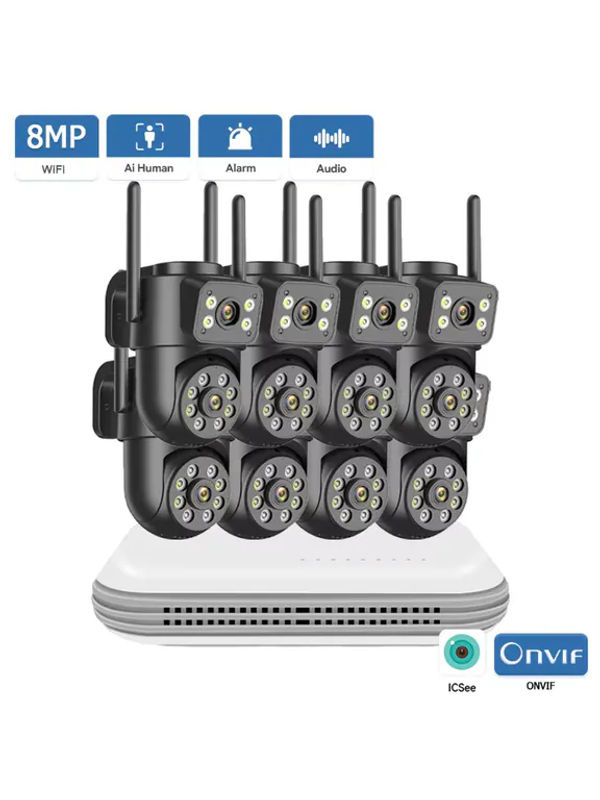 HAMROLTE 8MP PTZ WLAN-Kamera-Set mit zwei Objektiven, 10-Kanal Funküberwachungssystem für den Außenbereich mit Zwei-Wege-Audio und Nachtsicht, kompatibel mit der iCSee App - Bild 7