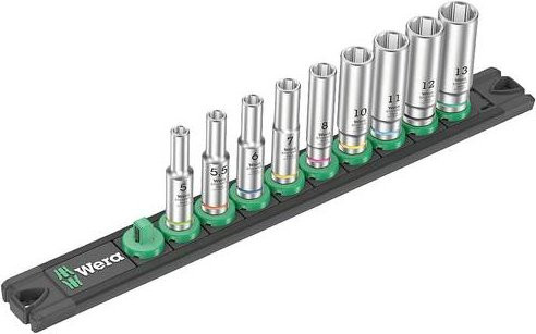 Wera A Deep Steckschlüsselsatz zöllig 1/4 Zoll, 9-teilig, silber - Bild 1