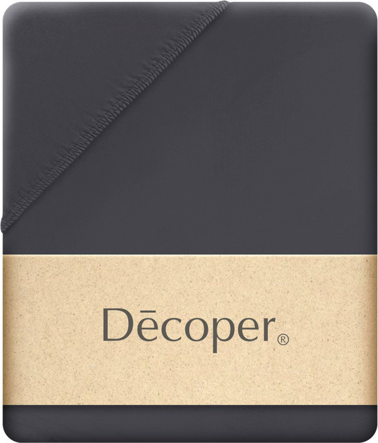 Decoper Mako-Feinjersey Spannbettlaken aus 100% Baumwolle, Farbe: Anthrazit, B/L: 180 x 200 cm - Bild 1