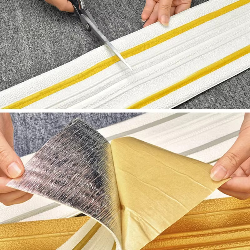 Selbstklebende 3D-Schaum Sockellinie in Weiß, wasserdichter Wandkante Streifen Aufkleber, Länge: 230 cm, Höhe: 14 cm - Bild 2