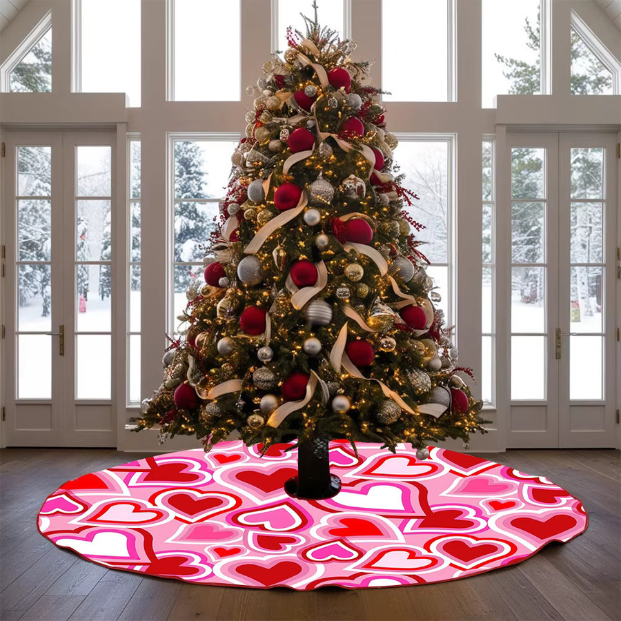 VIKAMA Weihnachtsbaumrock mit Pink Heart Design in Pink für deine Heimdekoration - Bild 4