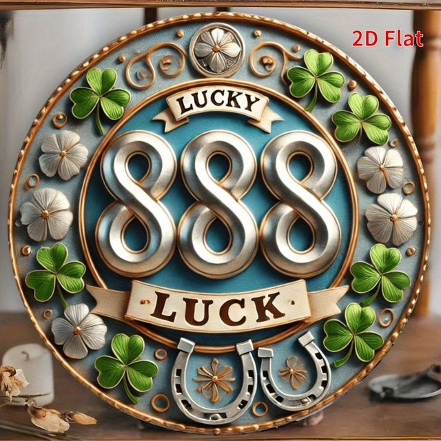 CIFbuy Vintage Wandkunst aus Aluminium mit Hufeisen und Kleeblatt in Multicolour, rundes Metallschild mit floralem Design für deine Heim- und Bürodekoration - Bild 1
