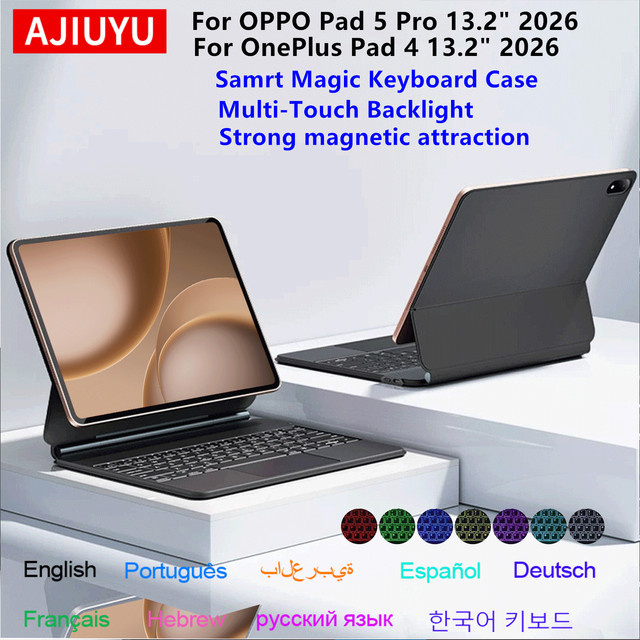 Smart Backlight Keyboard Folio Hülle mit TouchPad für OPPO Pad 5 Pro 13,2 Zoll, Farbe: Schwarz - Bild 1