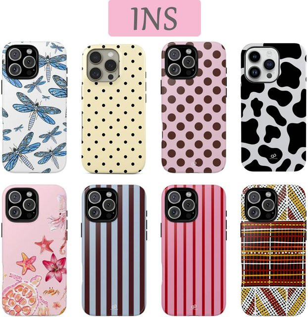 Clmj Handyhülle mit Polka Dots für iPhone 11 bis iPhone 17 Pro Max Plus in Multicolour mit luxuriöser Doppelschicht-Rückabdeckung - Bild 1