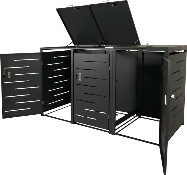 MCW 3er-Mülltonnenverkleidung E83 Mülltonnenbox aus Stahl in Anthrazit, B/T/H: 117 x 197 x 80 cm - Bild 1