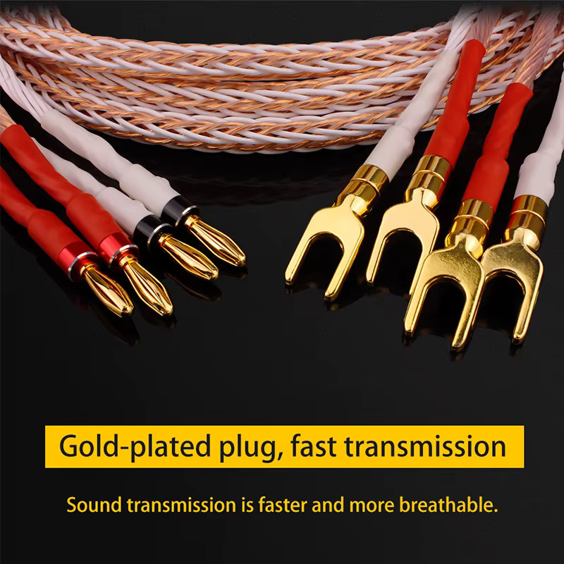 YYAUDIO High-End Lautsprecherkabel aus 7N OCC mit vergoldeten Bananensteckern in Gold - Bild 3