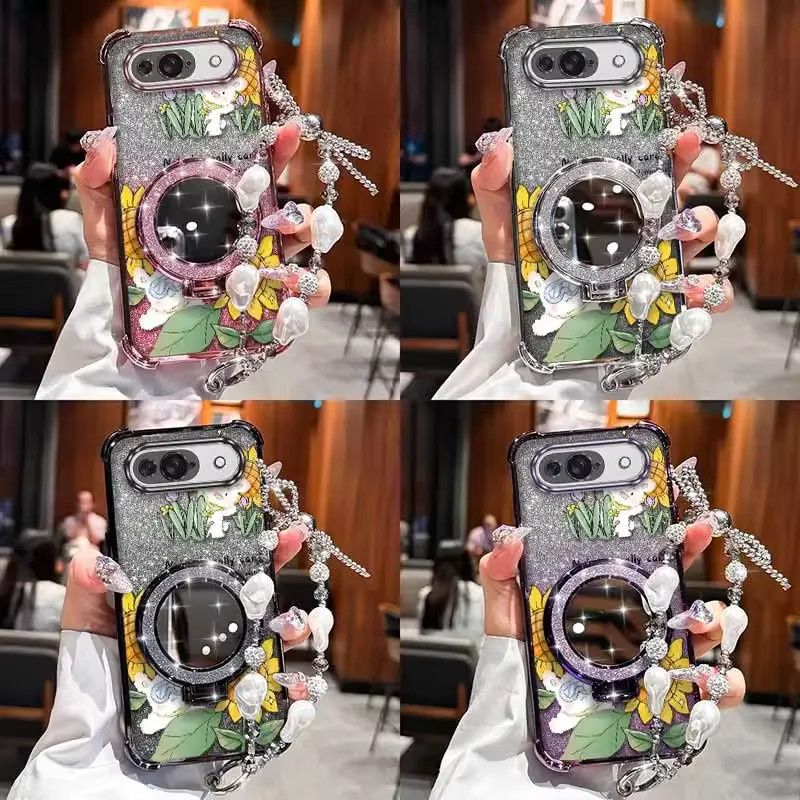 Google Pixel 9 Pixel 9 Pro Pixel 9 Pro XL Pixel 9a Handyhülle Happy Rabbit Plating Ständer mit Lanyard in Purple Multicolour - Bild 3
