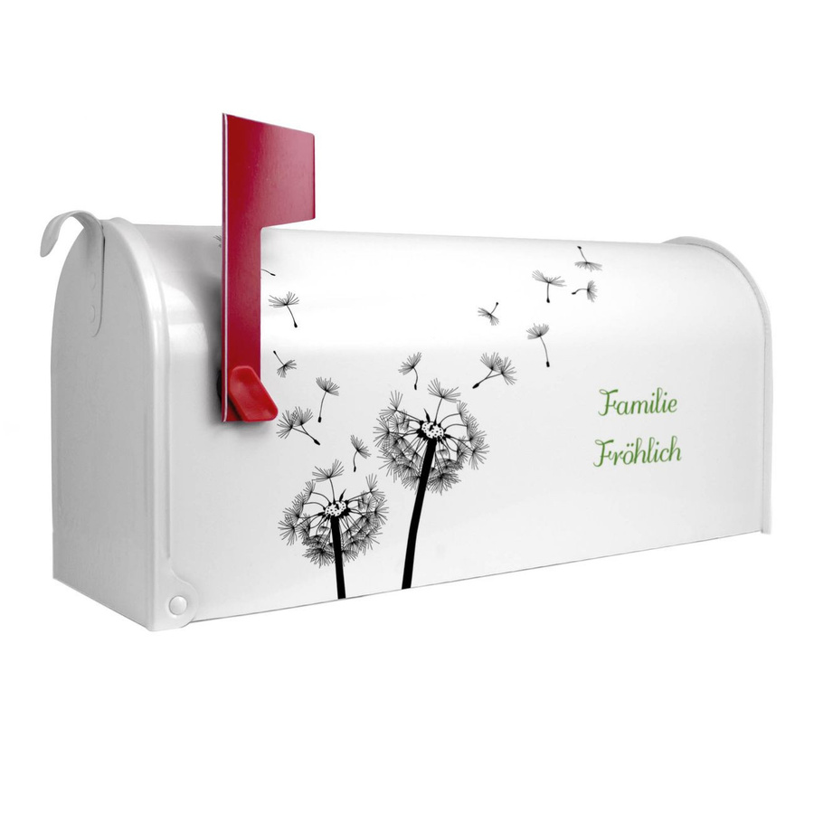 Amerikanischer Briefkasten banjado US Mailbox mit roter Fahne in Weiß aus Stahl, B/H/T: 48,0 x 22,0 x 17,0 cm - Bild 1