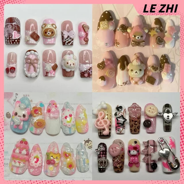 Keeppley Press On Fake Nails, Rosa, Glänzend, Mandeln - Bild 1