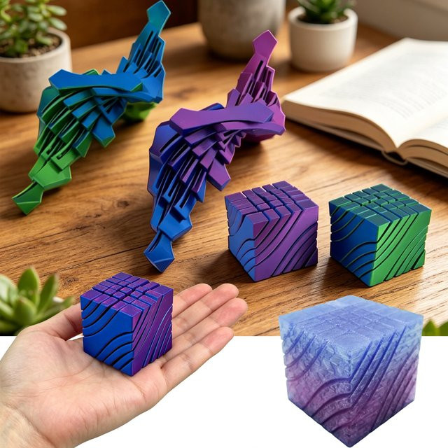 SMHXIANGQIANJIN 3D-gedruckter Flüssigkeitsfluss-Rubik's-Würfel, Fidget Twist Kugel - Bild 1