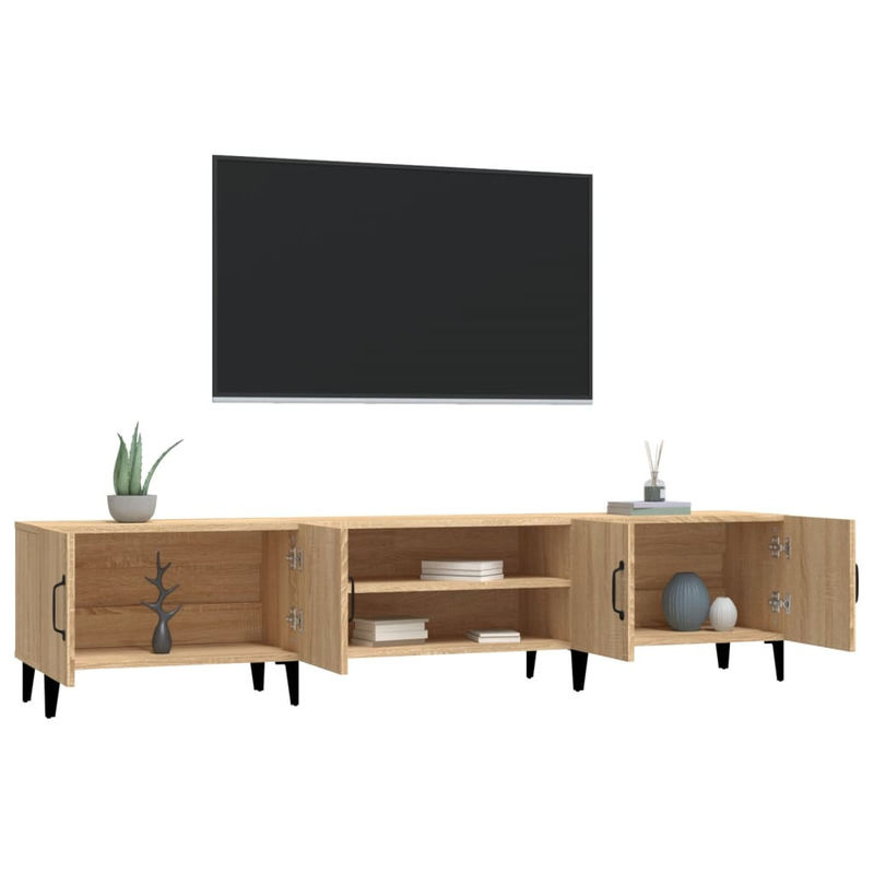 Vidaxl TV-Schrank in Eiche Natur im modernen skandinavischen Design aus Holzwerkstoff und Metall, B/T/H: 180 x 40 x 40 cm - Bild 4