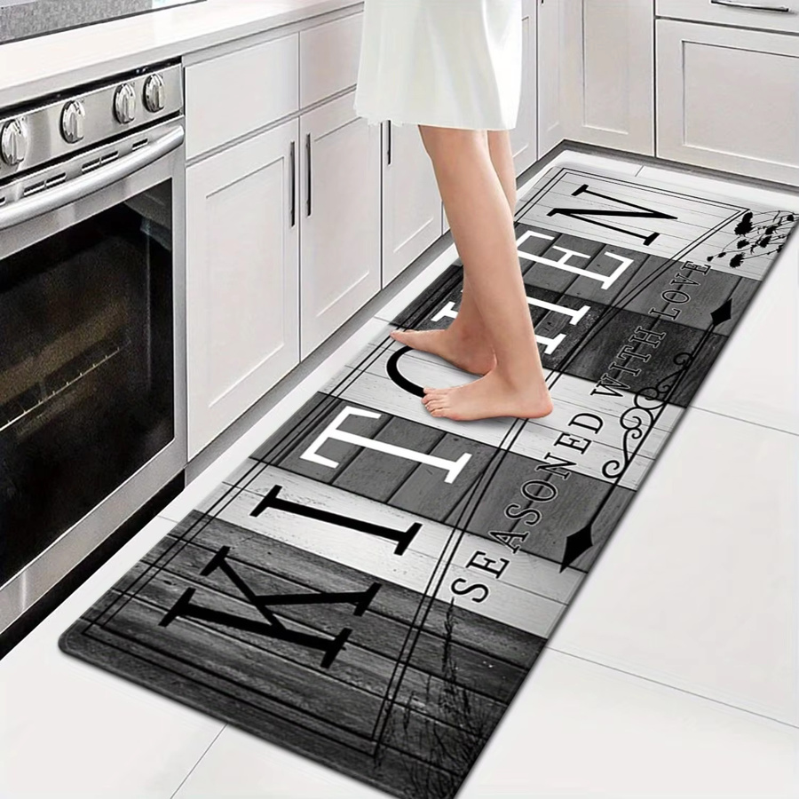 VIKAMA Küchenbodenmatte im Landhausstil in Grau, rutschfester und waschbarer Teppich in Holzoptik für Küche und Esszimmer - Bild 3