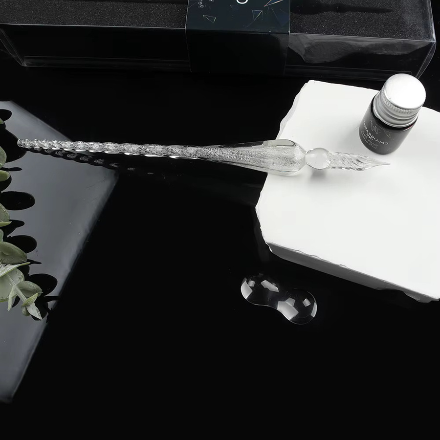 Semi art Glas-Tauchfeder Set mit Halter und Tinte in Transparent für Studenten - Bild 3