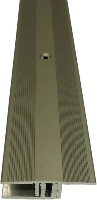 Döllken Profiles Übergangsprofil aus Aluminium in Silber gebürstet, Länge: 900 mm, Breite: 34 mm, Höhe: 7-15 mm, inklusive Schrauben und Dübel - Bild 1