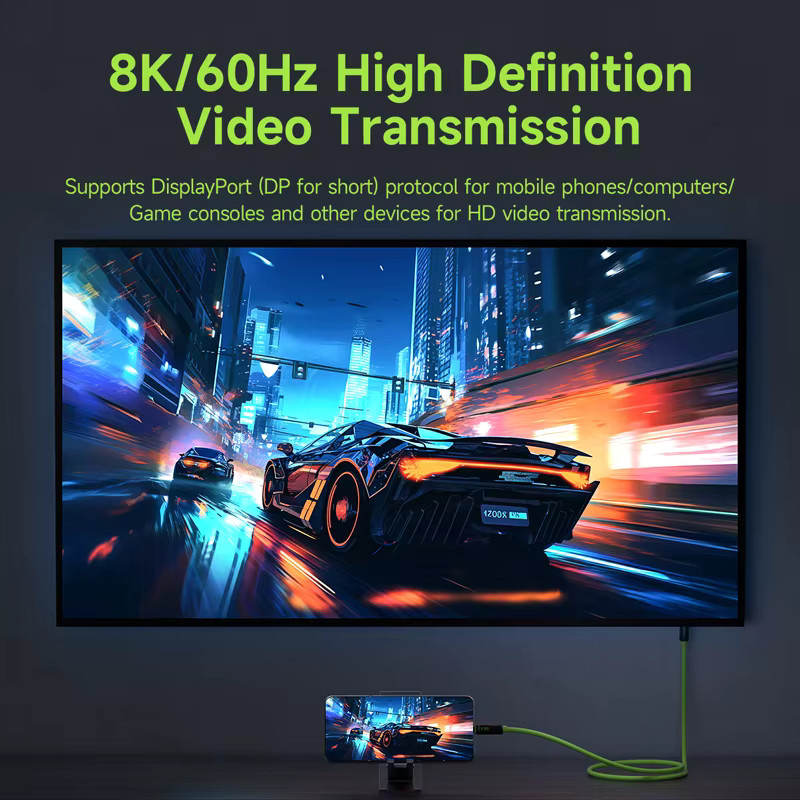 Hagibis USB-C-Schnellladekabel mit LED-Anzeige, PD 240 W, 40 Gbit/s Videokabel, kompatibel mit Thunderbolt 4/3, Farbe: Grün - Bild 4