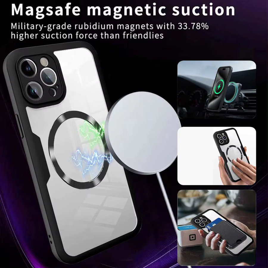 Transparente magnetische Schutzhülle mit 360-Grad-Vollschutz und Bildschirmschutz für Apple iPhone, Farbe: Transparent/Lila - Bild 2