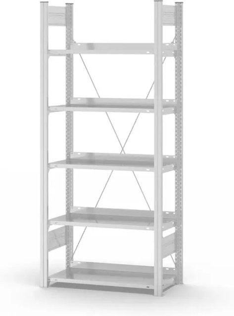 PROREGAL Aktenregal Stecksystem T-Profil in Lichtgrau mit 5 Ebenen, H x B x T: 175 x 75 x 30 cm - Bild 1