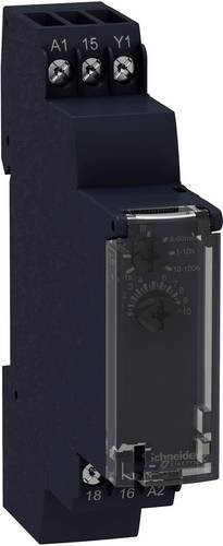 Schneider Electric RE17RAMU Monofunktionales Zeitrelais mit 1 Wechsler, Zeitbereich 0,1s - 100h, Schwarz, DIN-Schiene - Bild 1