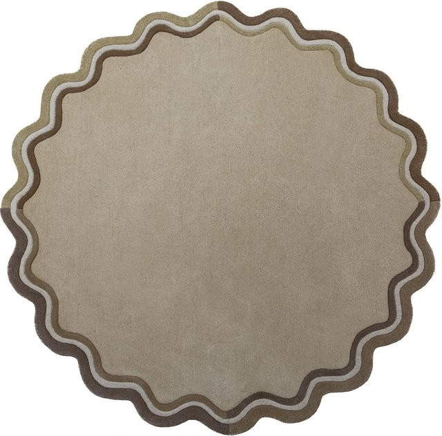 Wollteppich WINCH von Kadima Design in Natur/Beige mit Hoch-Tief-Effekt, rund, Durchmesser: 180 cm - Bild 1