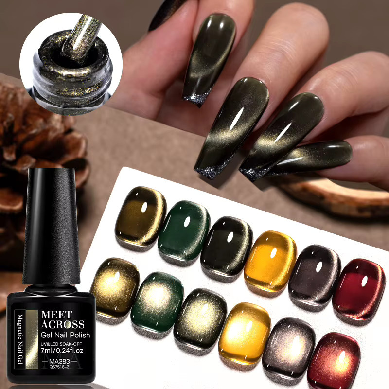 MEET ACROSS Nagelgel, goldenes Magnet-Set, 7 ml, Unisex - Bild 2