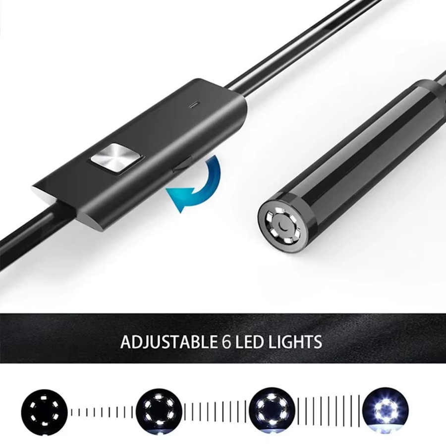 XinFe Endoskopkamera Typ-C, wasserdichte IP67 Inspektionskamera mit 6 einstellbaren LEDs, Schwarz, für Android und PC - Bild 2