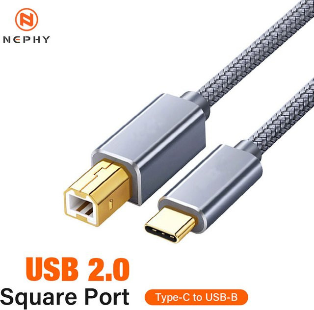 Nephy USB-C auf USB-B 2.0 Druckerkabel in Grau für Drucker und Scanner - Bild 1