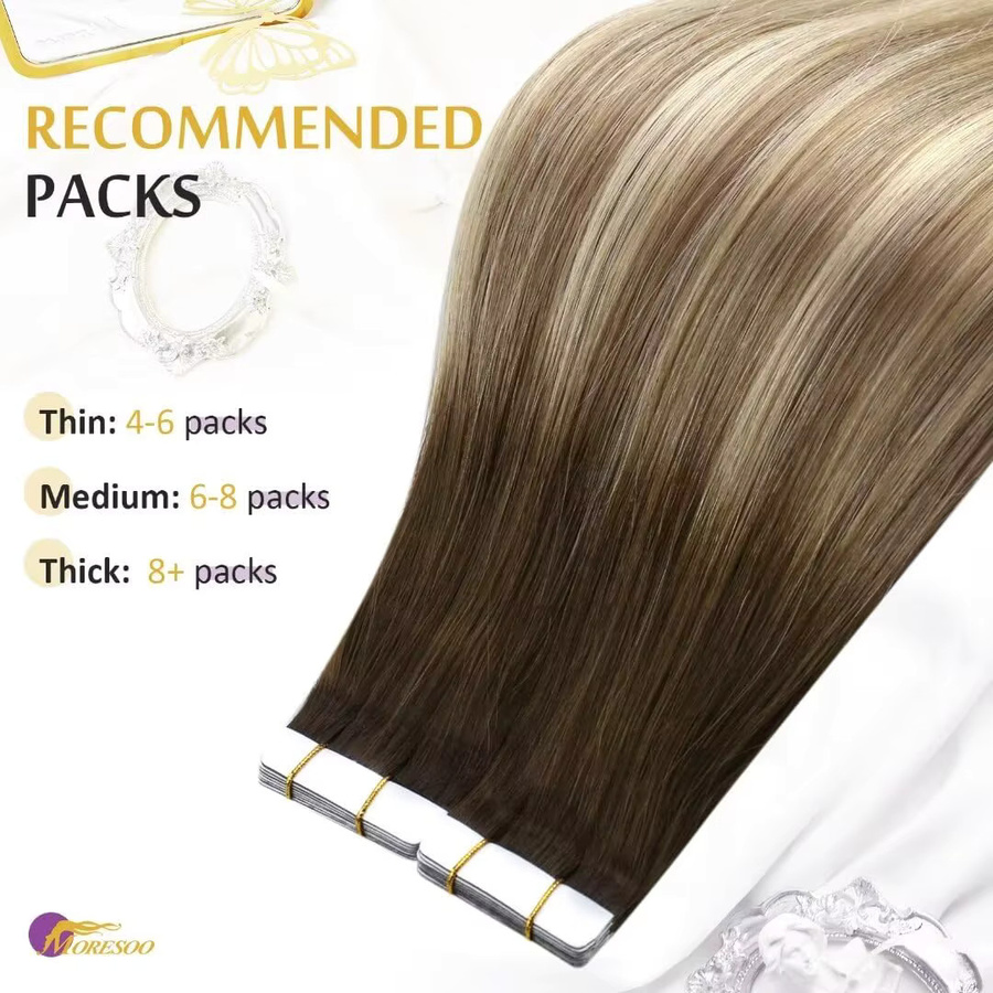 Moresoo Tape-in Haarverlängerung, 100% echtes Remy Human Hair - Bild 3