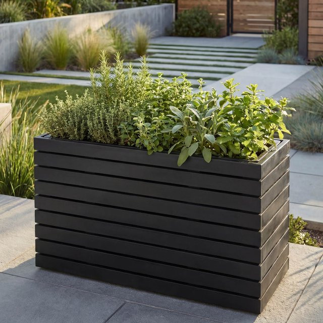Pflanzkasten MCW-L21 aus Akazie Holz in Schwarz, eckiges Hochbeet für Outdoor, B/T/H: 41 x 63 x 23 cm - Bild 1