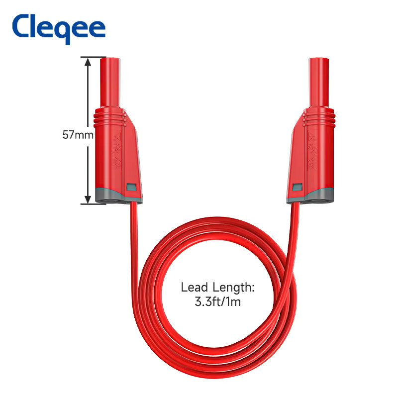 Cleqee P1050-1 Multimeter-Silikon-Messleitungen, isoliert und weich, Multicolor, Länge: 100 cm, mit Dual-4-mm-Bananensteckern, stapelbarer Typ - Bild 3