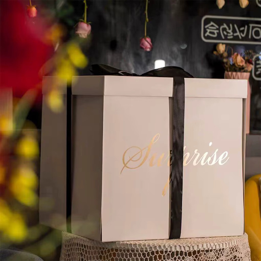 Elenxs Geschenkbox aus festem Karton in Blau für Hochzeit, Geburtstag und Party - Bild 1
