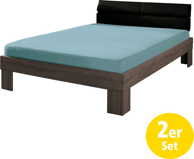 Dreamtex Jersey-Spannbetttuch 2er-Pack aus Mikrofaser, B/T: 100 x 200 cm, bügelfrei - Bild 1