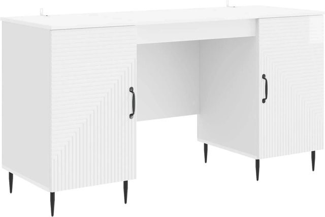 vidaXL Schreibtisch in Weiß mit Hochglanz-Finish für dein Home-Office, B/T/H: 142,5 x 50 x 75 cm - Bild 1
