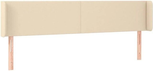 vidaXL Kopfteil mit Ohren in Creme, Polsterteil aus Stoff und Lärchenholz, B: 183 cm, T: 16 cm, H: 78-88 cm - Bild 1