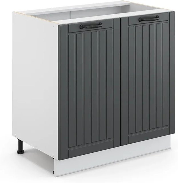 Vicco Spülenunterschrank Fame-Line Landhaus Anthrazit/Weiß mit Regal Breite: 80 cm - Bild 1