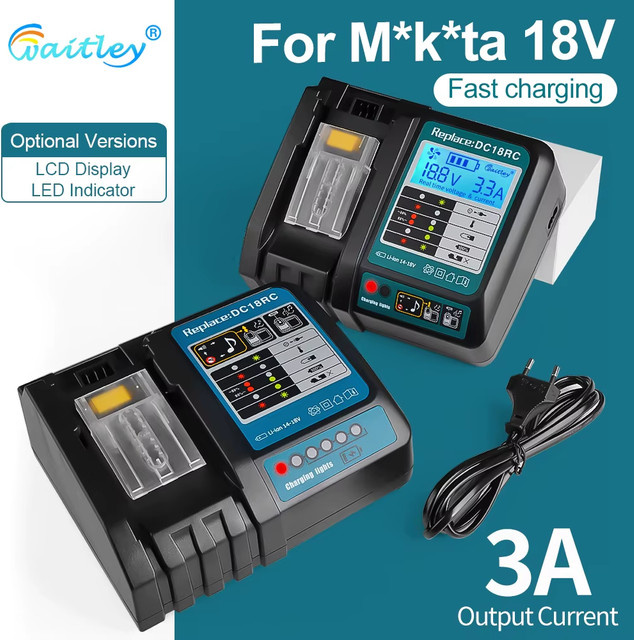 Makita Ersatzladegerät DC18RC in Schwarz für 14,4V-18V Lithium-Akkus der BL18-Serie - Bild 1