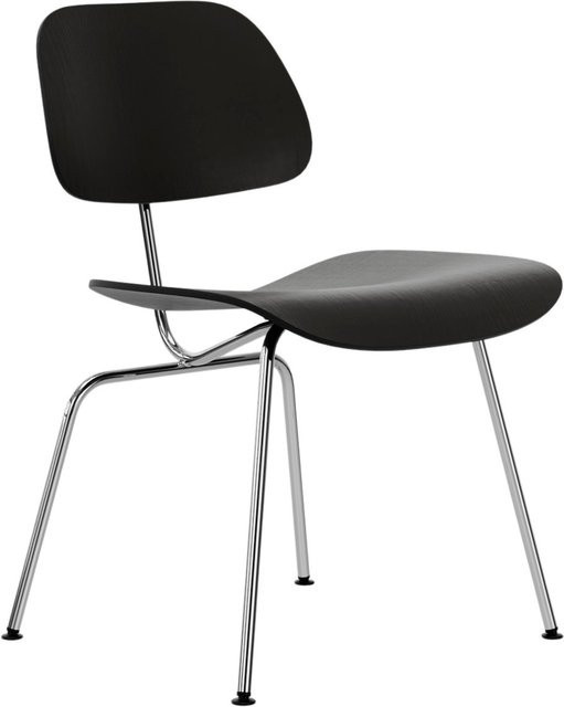 Vitra Plywood Group Dcm Schichtholzstuhl aus Esche in Schwarz mit Stahlrohren - Bild 1