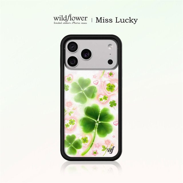 Wildflower Miss Lucky Handyhülle mit Blumenmuster und Kleeblatt für iPhone 12 bis iPhone 17 Pro Max Plus, Multicolor, stoßfest - Bild 1