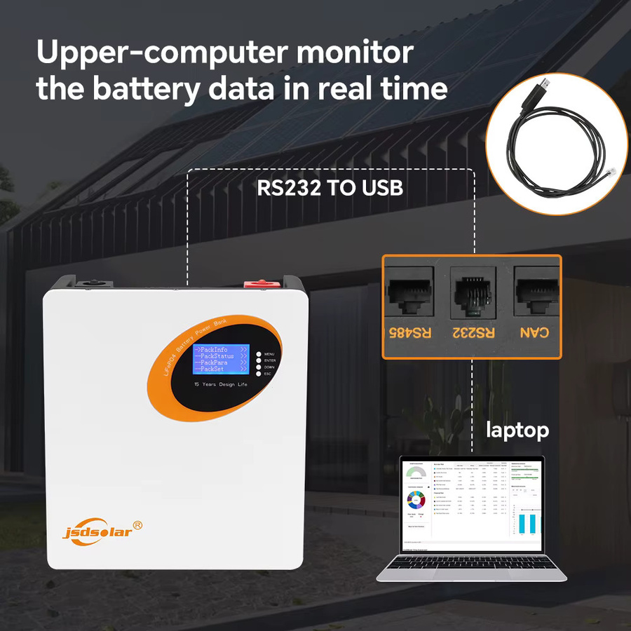 Jsdsolar LiFePO4-Lithiumbatterie 24 V 100 Ah Powerwall mit BMS 6,56 kWh in Weiß - Bild 2