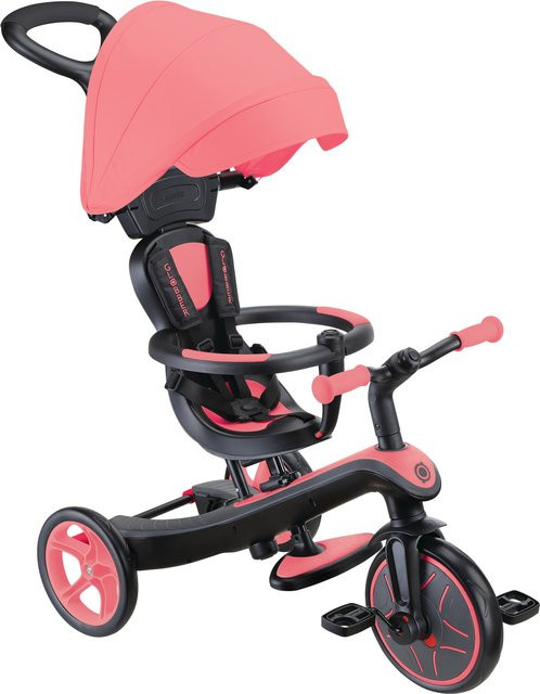 Globber Explorer Trike 4in1 Kinderwagen Dreirad und Laufrad Coral Pink - Bild 1